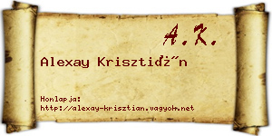 Alexay Krisztián névjegykártya
